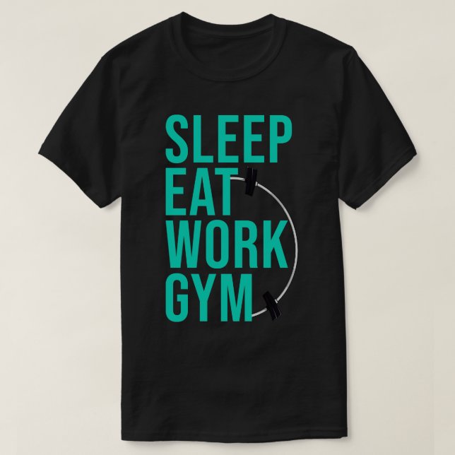 CAMISETA GIMNASIO DE TRABAJO DE COMIDA DE DORMIR 7 (Diseño del anverso)