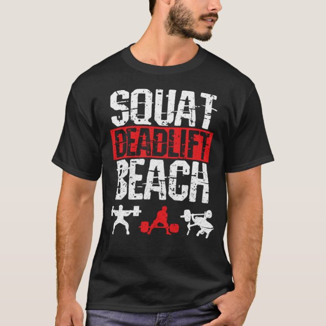Camiseta Gimnasio de verano Squat Deadlift Beach (Anverso)