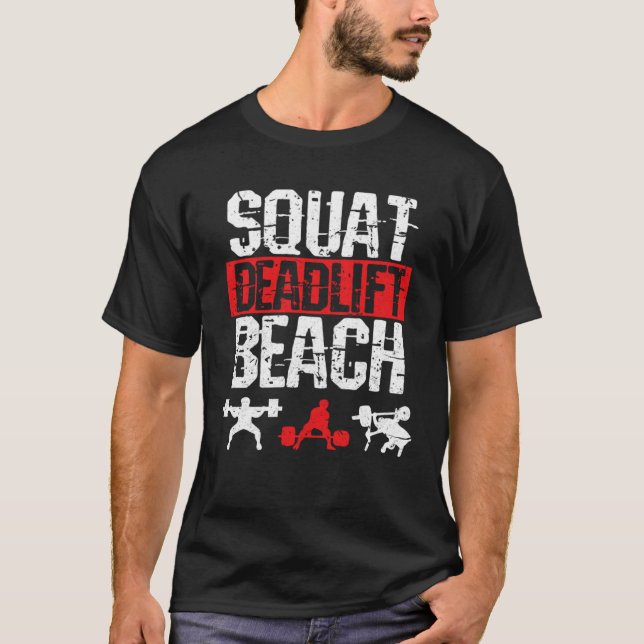 Camiseta Gimnasio de verano Squat Deadlift Beach (Anverso)