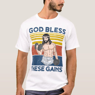Camiseta Gimnasio Divertido Dios bendiga estos beneficios F