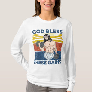 Camiseta Gimnasio Divertido Dios bendiga estos beneficios F