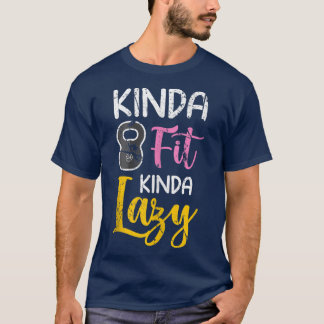 Camiseta Gimnasio Funny De Kinda Lazy Kettlebell Eerc