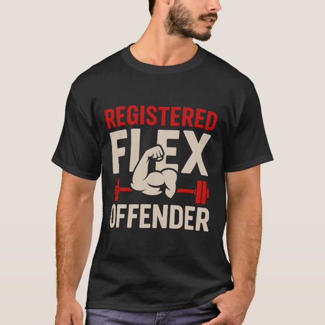 Camiseta Gimnasio Funny Offender Flex Registrado Workout Bo (Anverso)