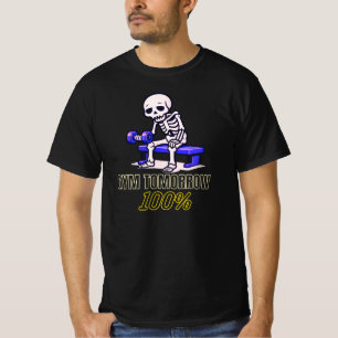 Camiseta Gimnasio Mañana 100 Por Ciento Esqueleto de Entren