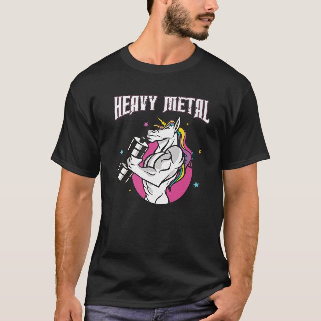 Camiseta GIMNASIO Metalizado fuerte de rock duro de unicorn (Anverso)