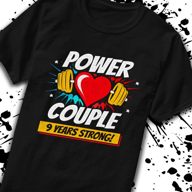 Camiseta Gimnasio Pareja 9º Aniversario 9 Años Fuerte (Subido por el creador)