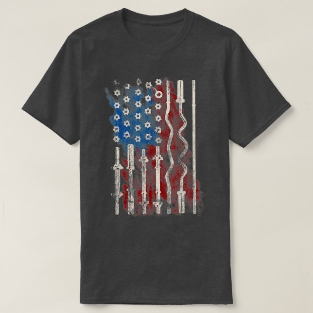 Camiseta Gimnasio Patriótico Americano de Bandera para Leva (Diseño del anverso)