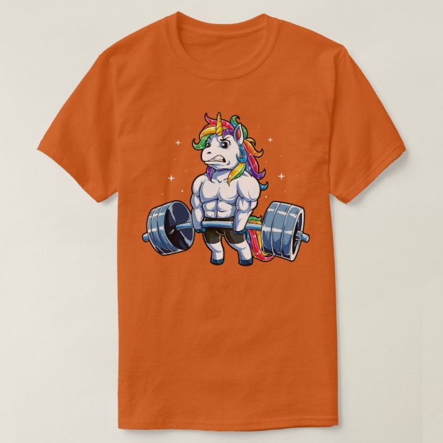 Camiseta Gimnasio unicornio de elevación de pesas con lente (Diseño del anverso)