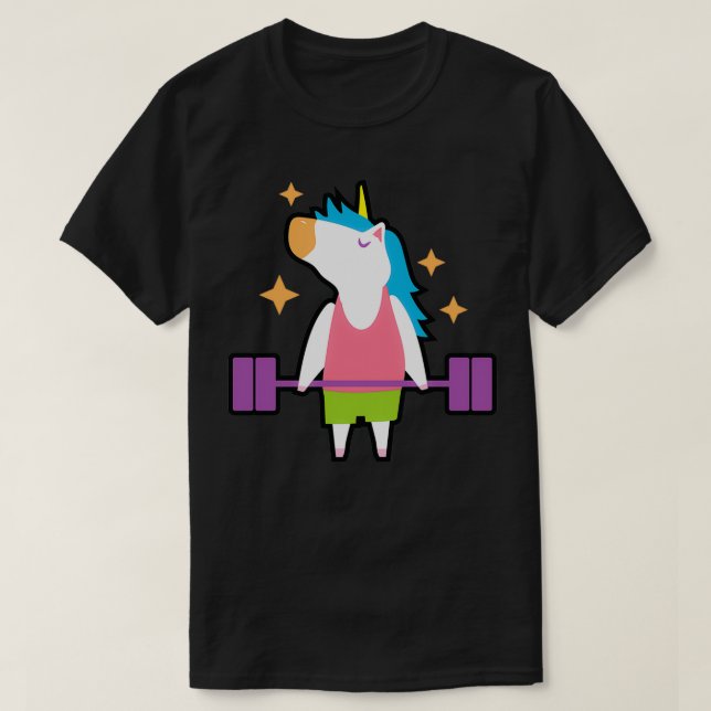 Camiseta Gimnasio unicornio divertidos animales arcoiris en (Diseño del anverso)