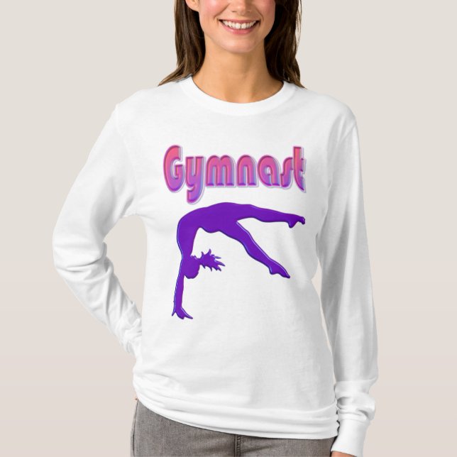 Camiseta Gimnasta Poder Tumblando Metálico Púrpura (Anverso)