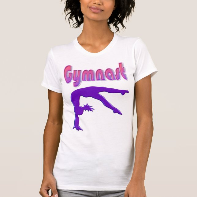 Camiseta Gimnasta Poder Tumblando Metálico Púrpura (Anverso)