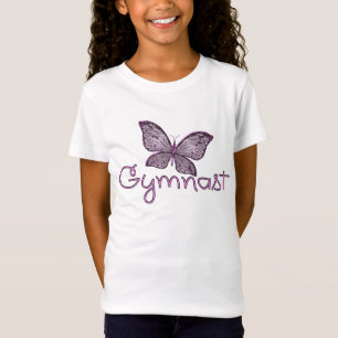 Camiseta Gimnasta rosado lindo de la mariposa