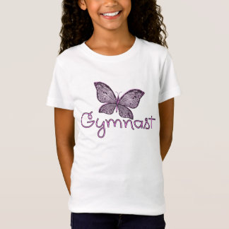 Camiseta Gimnasta rosado lindo de la mariposa
