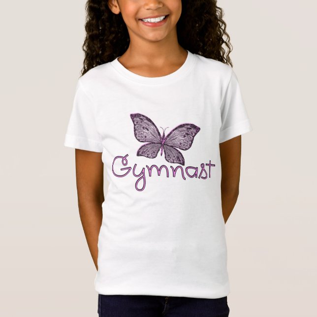 Camiseta Gimnasta rosado lindo de la mariposa (Anverso)