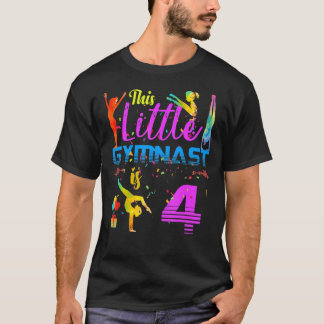 Camiseta Gimnastas Pequeños 4 Cumpleaños Fiesta Flip Jump T