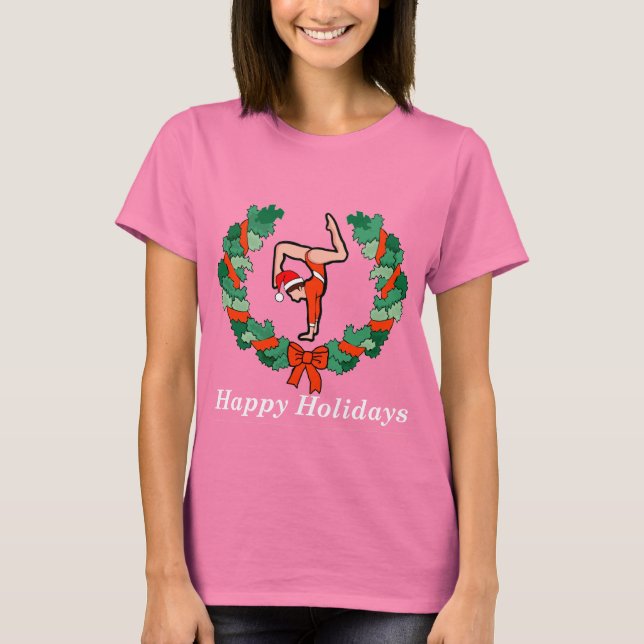 Camiseta Gimnastic Happy Holidays Wreath (Anverso)