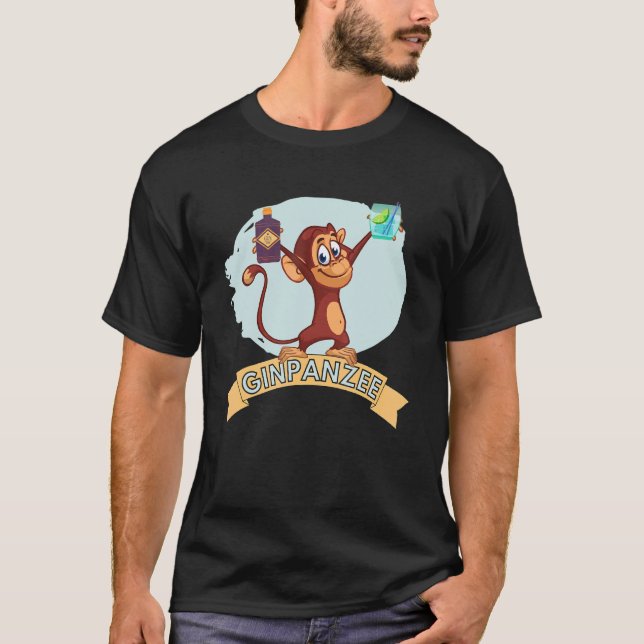 Camiseta Gin Chimp Le Gusta Tomar Cócteles De Gin Con Un Am (Anverso)