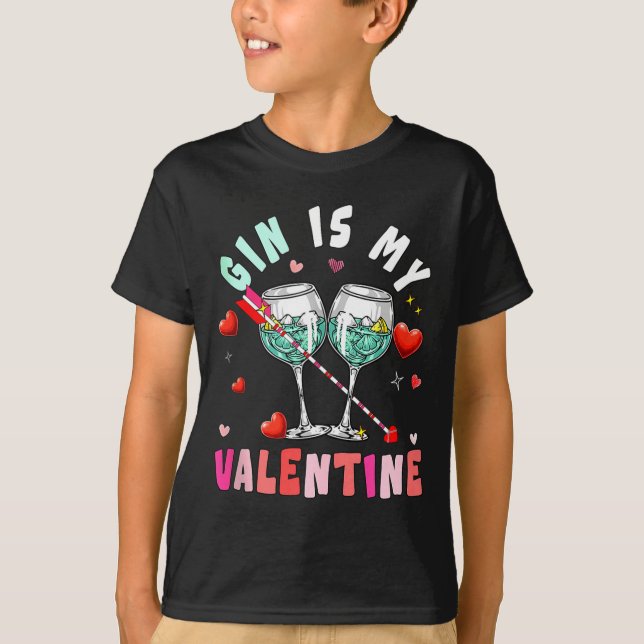 Camiseta Gin Is My Valentine Hearts Matching Drinker Family (Anverso)