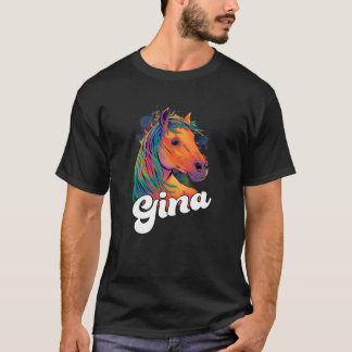 Camiseta GINA Adorable nombre chica con hermoso caballo