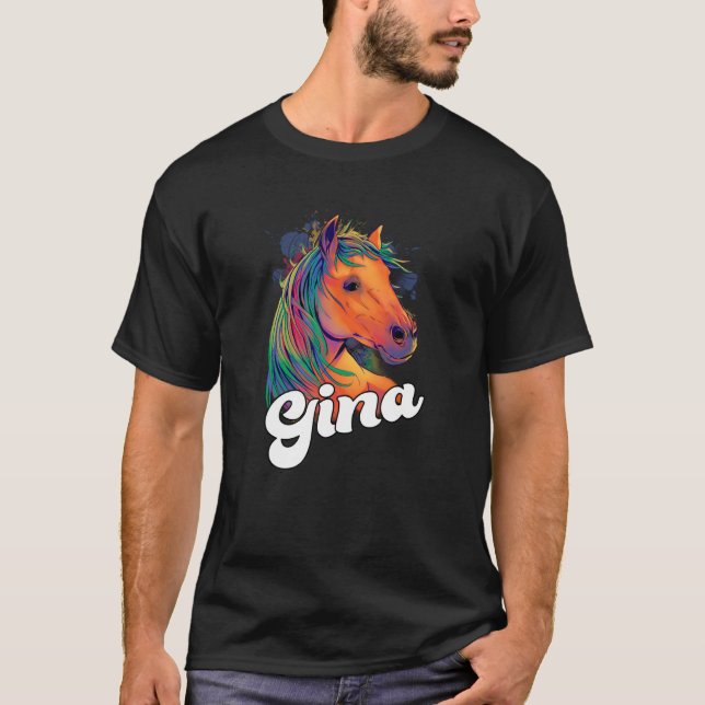 Camiseta GINA Adorable nombre chica con hermoso caballo (Anverso)