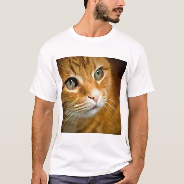 Camiseta Ginger Adorable Tabby Gato Posando Retrato Mascota (Anverso)