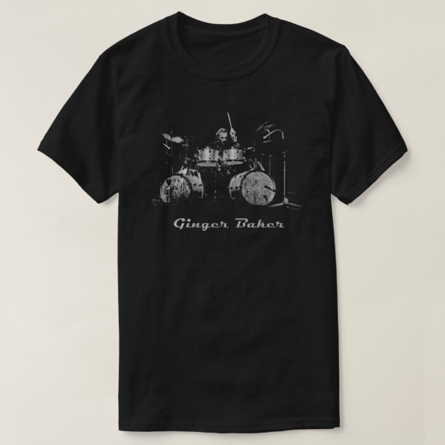 Camiseta Ginger Baker regalo para el baterista, rock n roll (Diseño del anverso)