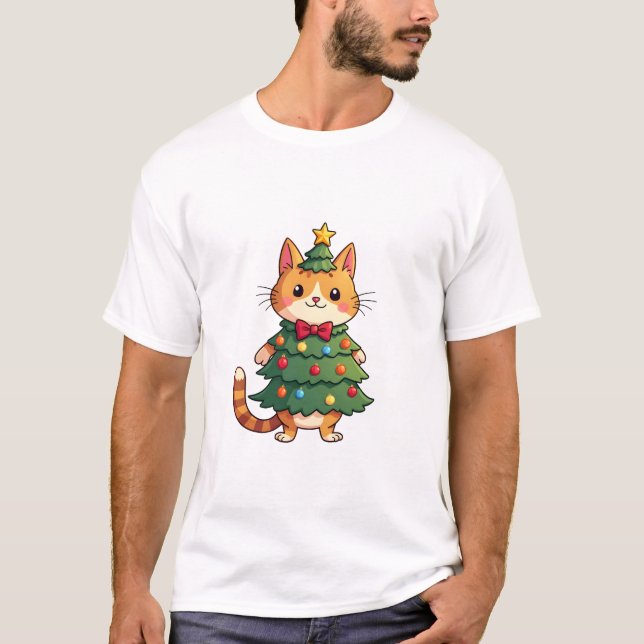 Camiseta Ginger Cat Navidad Árbol Mono Xmas 4 (Anverso)