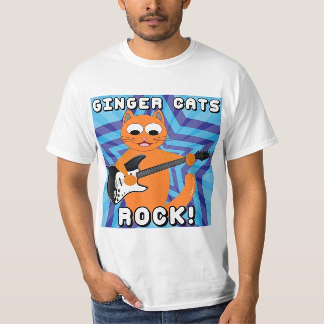 Camiseta ¡Ginger Cats Rock! Guitar Cat T Shirt (Anverso)