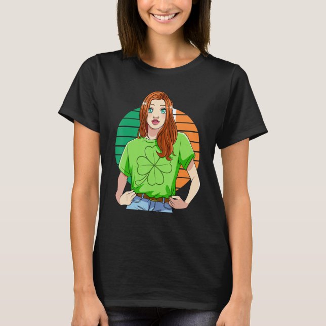 Camiseta Ginger Chica Leprechaun St Patricks Day C Leaf (Anverso)