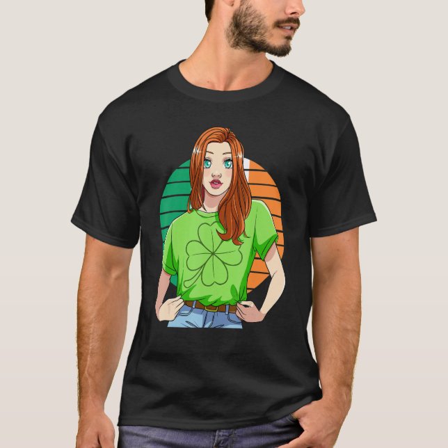 Camiseta Ginger Chica Leprechaun St Patricks Day C Leaf (Anverso)