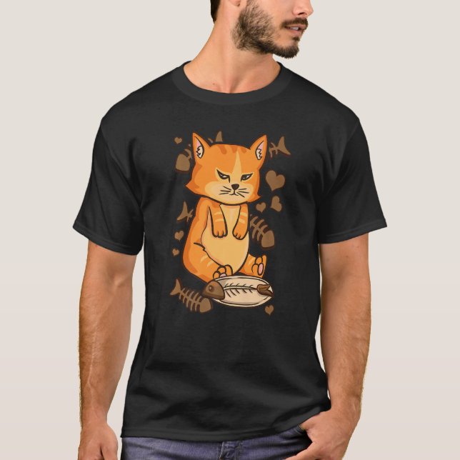 Camiseta Ginger Chubby Kitty Cute Gatito Furioso Comer (Anverso)