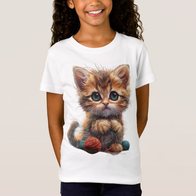 Camiseta Ginger dulce y patchwork blanco gatito encanto (Anverso)