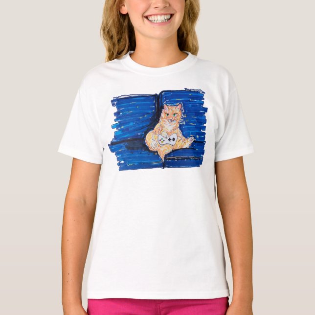 Camiseta Ginger Gamer Cat (Anverso)