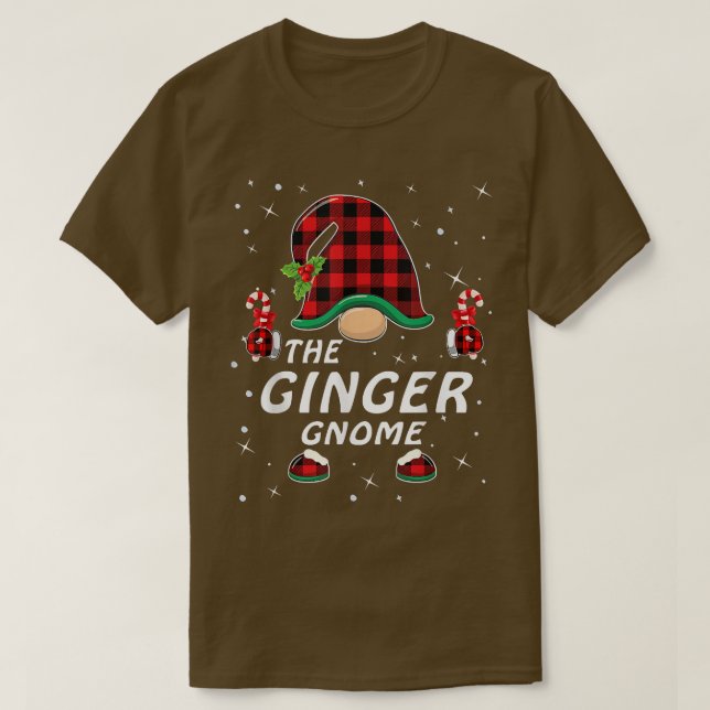 Camiseta Ginger Gnome Buffalo Plaid Matanza Familia Christm (Diseño del anverso)
