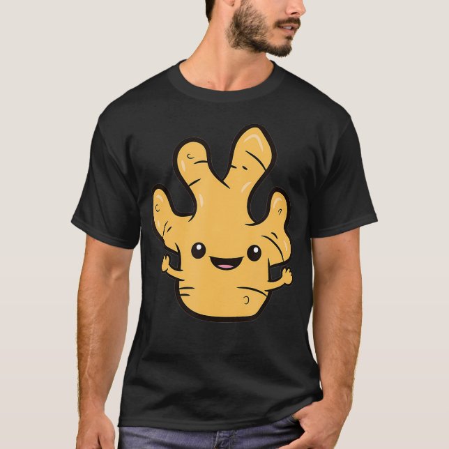 Camiseta Ginger Lover Kawaii Ginger Root Vegetable Love Gin (Anverso)