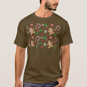 Camiseta Gingerbread Candy Cane Snow-Flake Pattern Christma