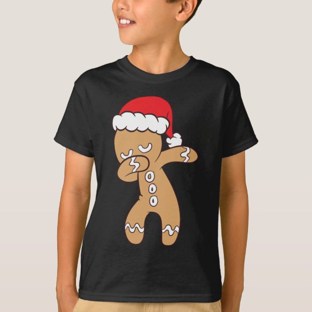 Camiseta Gingerbread Con Santa Hat Cute Dabbing Gingerbrea (Anverso)