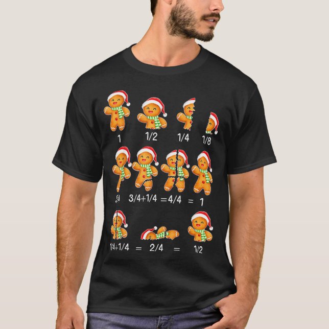 Camiseta Gingerbread Cookie Santa Hat Fraction Math Teacher (Anverso)