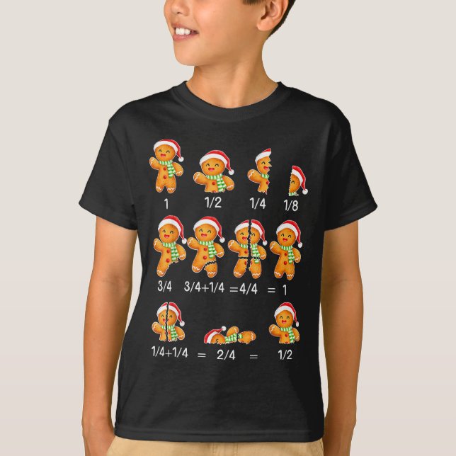 Camiseta Gingerbread Cookie Santa Hat Fraction Math Teacher (Anverso)