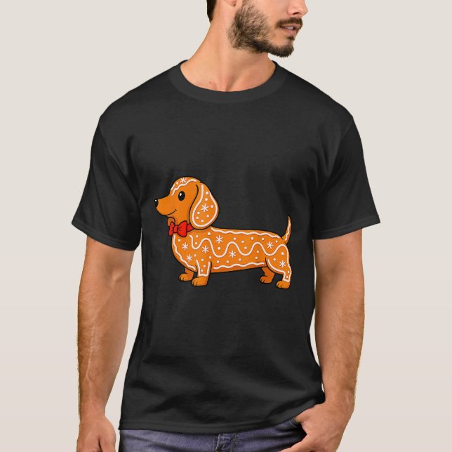 Camiseta Gingerbread Dachshund Christmas Cute Weiner Dog  (Anverso)