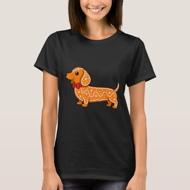 Camiseta Gingerbread Dachshund Christmas Cute Weiner Dog  (Anverso)