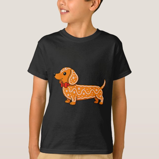 Camiseta Gingerbread Dachshund Christmas Cute Weiner Dog  (Anverso)