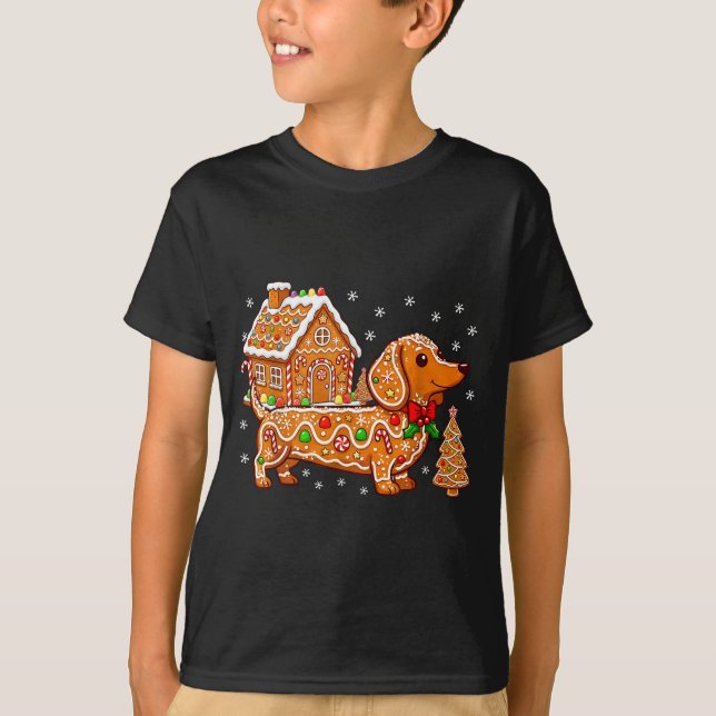 Camiseta Gingerbread Dachshund Christmas Tree House Cookie  (Anverso)