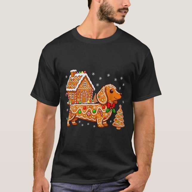 Camiseta Gingerbread Dachshund Christmas Tree House Cookie  (Anverso)