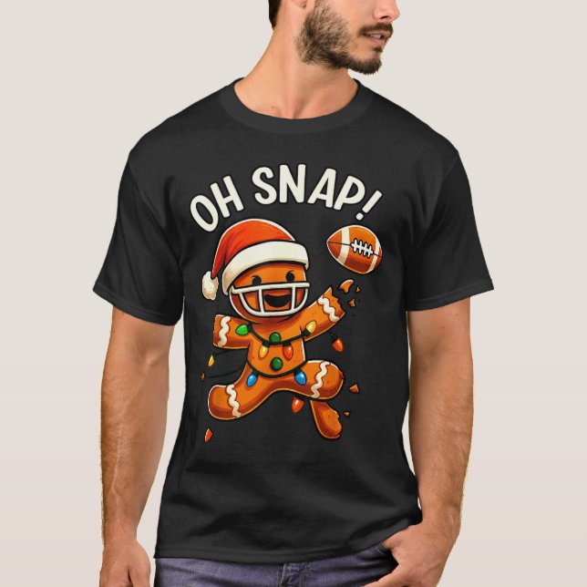 Camiseta Gingerbread Football Oh Snap Christmas Lights Desi (Anverso)