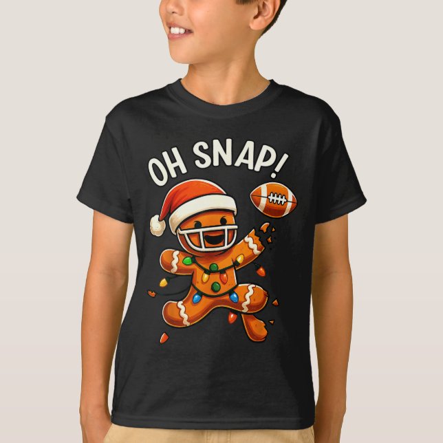 Camiseta Gingerbread Football Oh Snap Christmas Lights Desi (Anverso)