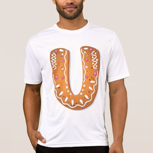Camiseta Gingerbread Letter U Monogram Holiday Cookie (Anverso)