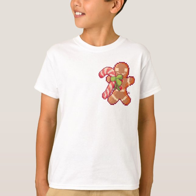 Camiseta GingerBread man, candy camera, Pixel Art  (Anverso)