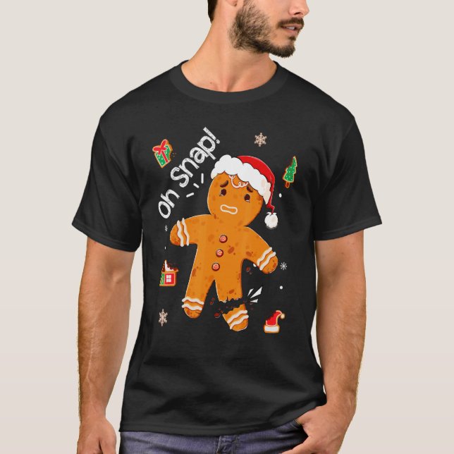 Camiseta Gingerbread Man Cookie Xmas Oh Snap Funny Cuid Kid (Anverso)