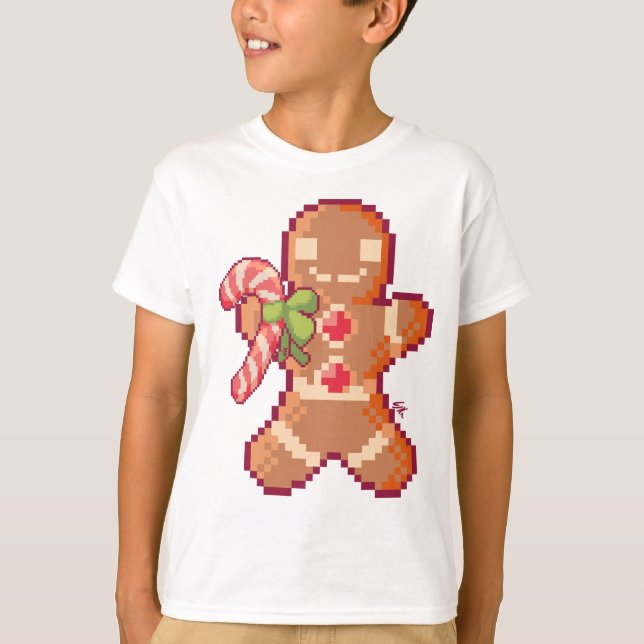 Camiseta GingerBread man, pixelart, Pixel Art  (Anverso)